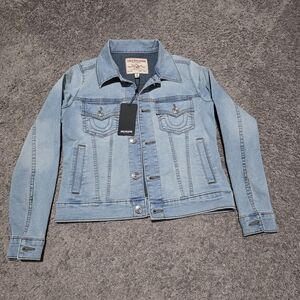 True Religion Light Blue Denim Jacket with Button Details
